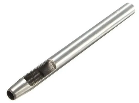Sacabocado de acero templado crudo, ideal para perforación manual de 3 mm en piel, madera, cartón y materiales suaves. Herramienta de 115 mm para trabajos precisos. Sacabocado de acero templado crudo, ideal para perforación manual de 3 mm en piel, madera, cartón y materiales suaves. Herramienta de 115 mm para trabajos precisos.